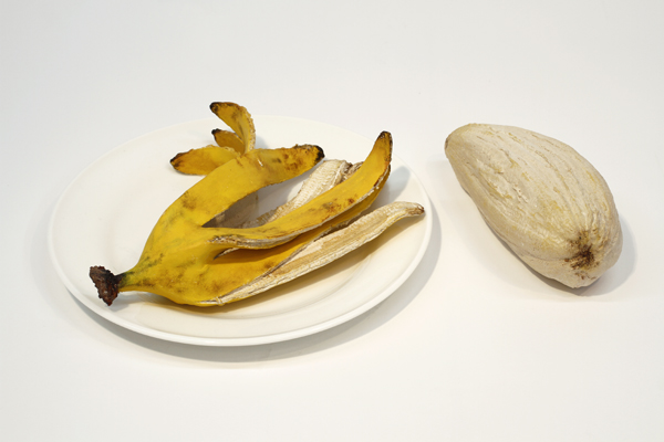 Banana peel and fruit